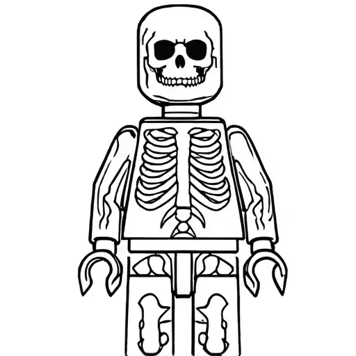 Half Skeleton Half Lego Guy Covered In