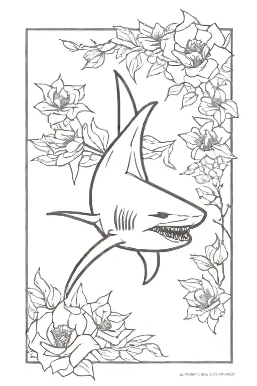 Shark Outline With Flowers