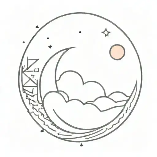 A Minimalist Tattoo Of A Sunrise And The Moon