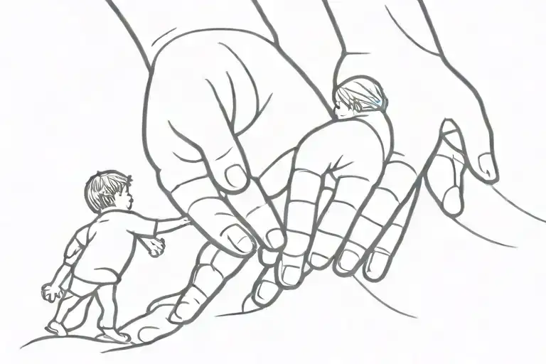 Father And Sons Holding Hands