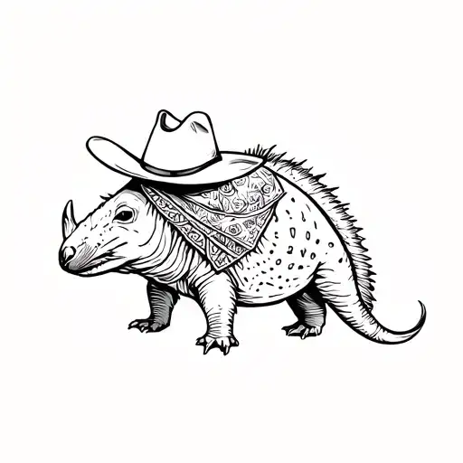 Armadillo With Cowboy Hat And Bandana