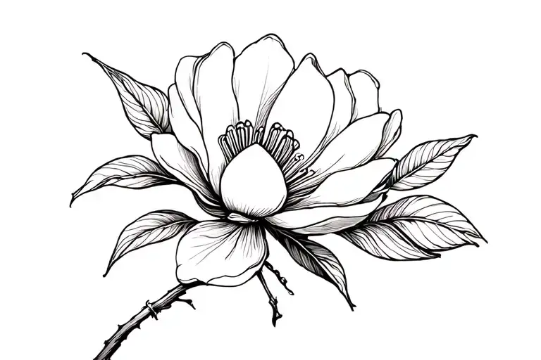 A Magnolia Blossoming With Indian Motifs For A Tattoo That Rotates On Half Of The Forearm