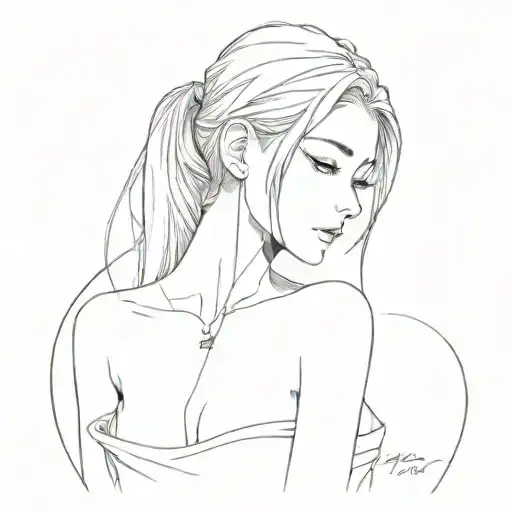 Beautiful Anime Girl In Minimalist Style