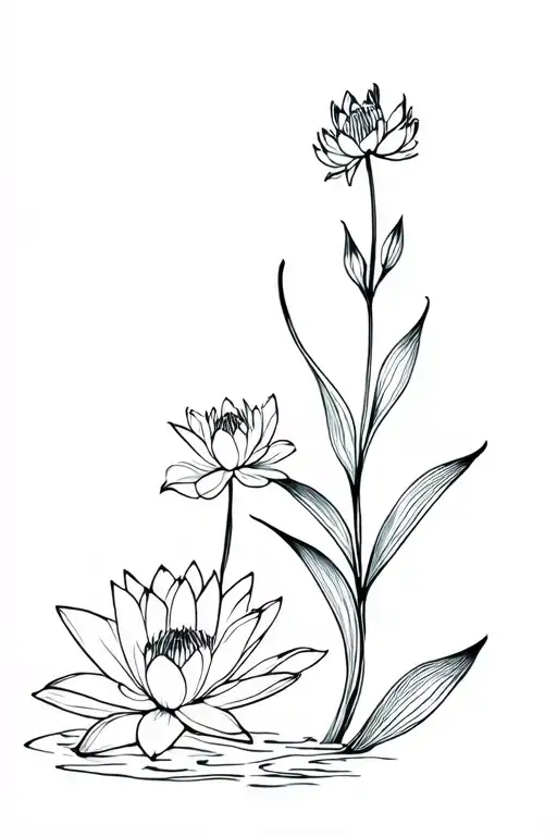 Larkspur And Water Lily