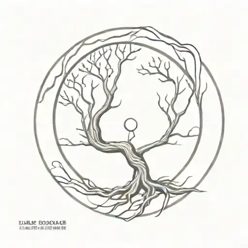 Tree With Roots Forming A Circle Shape