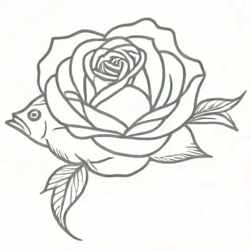 Fish Swimming Red Rose