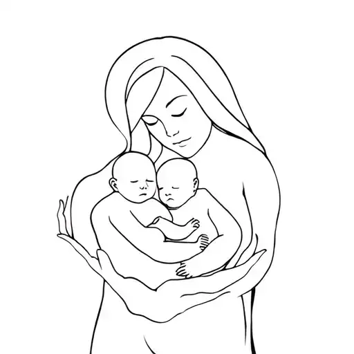 Mother Holding Two Babies