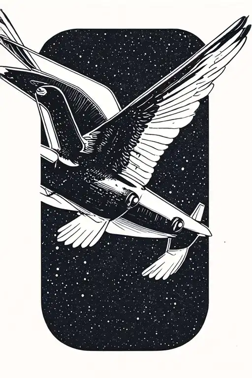 Aeroplane Turning Into Bird Flying