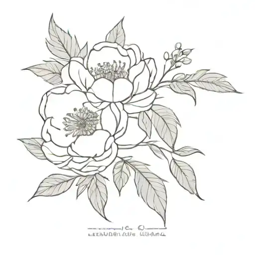 One Peony And One Oak Tree Leaf