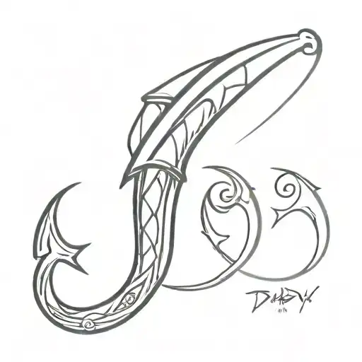 Fishing Hook With Dad Scroll Wrapped