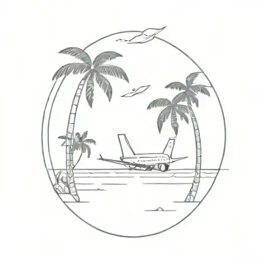 World Travel Plane Palm Trees