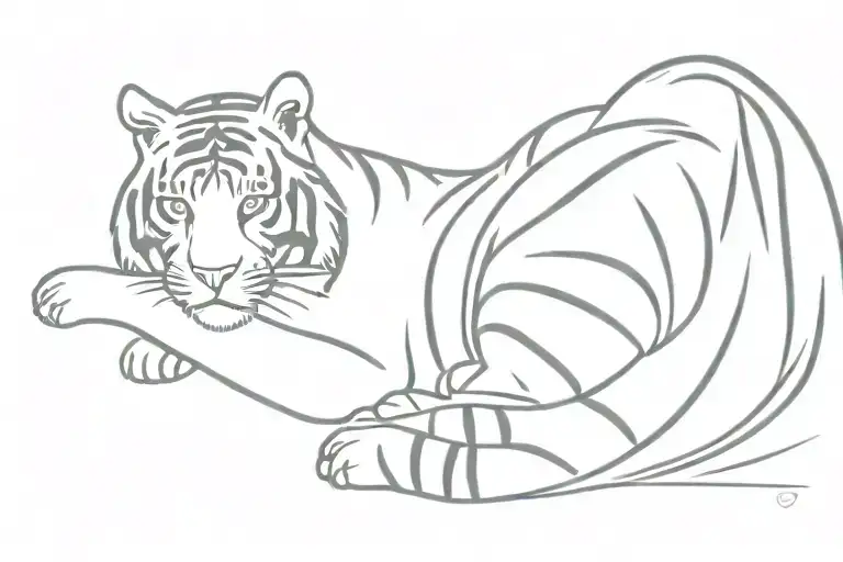 Tiger Lying Arms Crossed