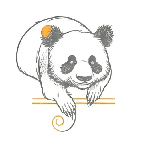 Sleepy Panda With An Orange On Its Head