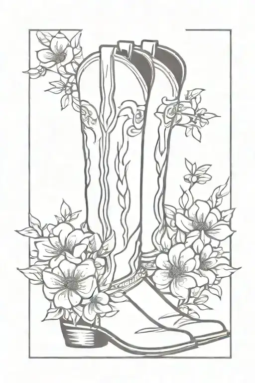 Cowboy Boot With Flowers