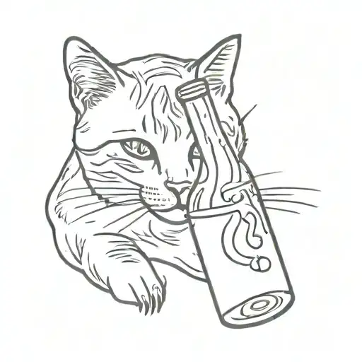 Cat Grabs Beer Bottle