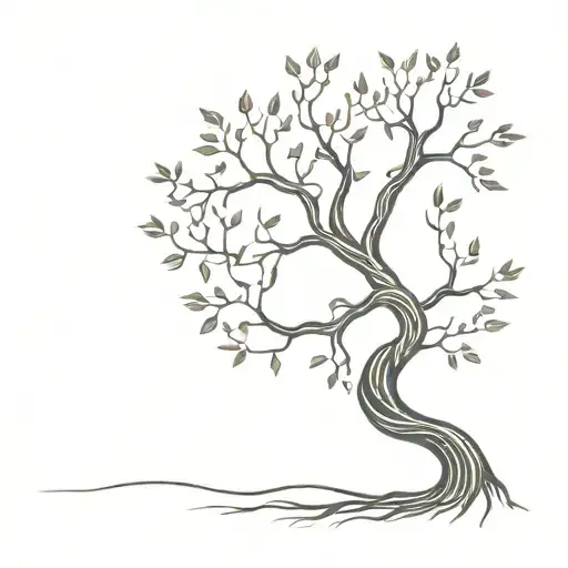 A Delicate Oak Tree Silhouette With Intricate Roots Intertwining With The Spine