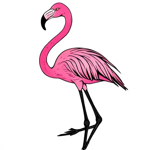 Flamingo Standing Without Color