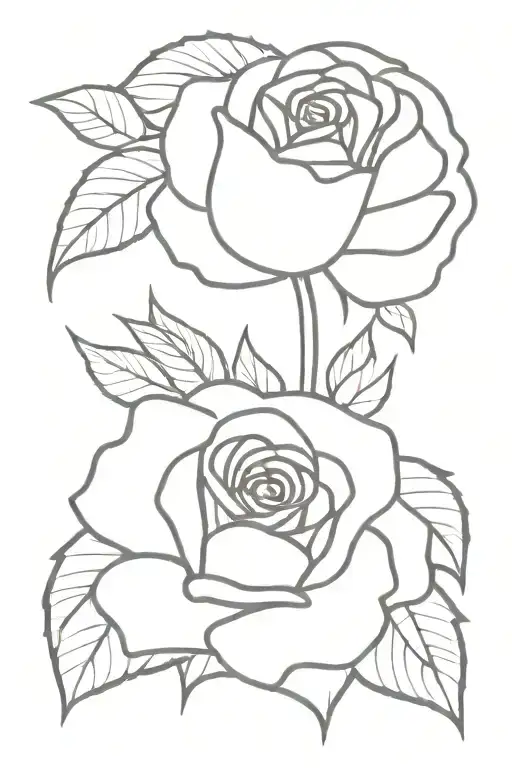 Simple Line Tattoo With Rose And Marigold Flowers No Leaves