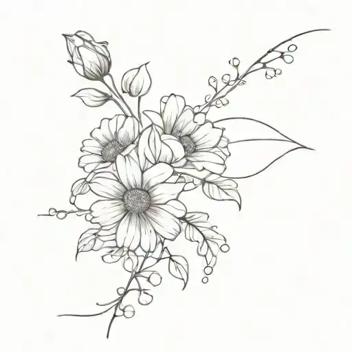 Five White Diasies And One Rose Daisy