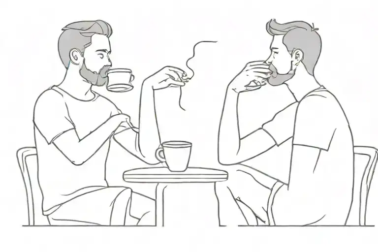 Two Guys Drinking Coffee