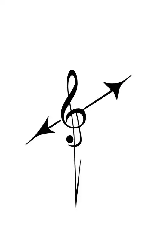 Guitar Neck Like An Arrow Piercing A Treble Cleff