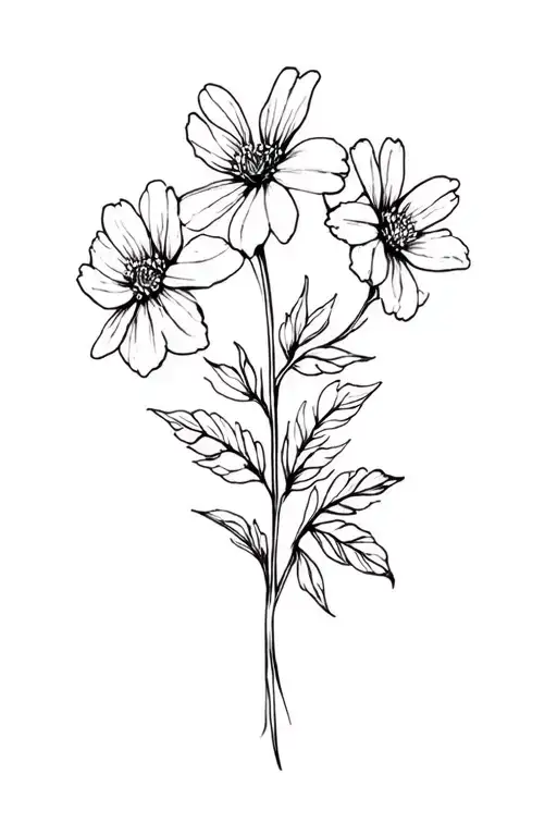 One Single February Birth Flower Fine Line