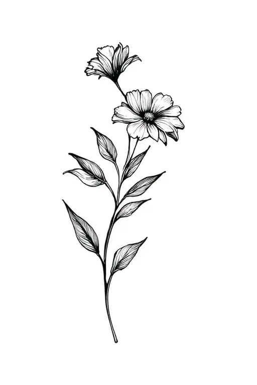 One Single February Birth Flower Fine Line