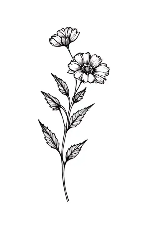 One Single February Birth Flower Fine Line