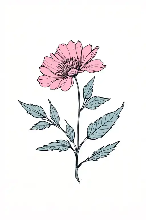 One Single March Birth Flower Fine Line