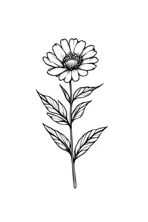 One Single March Birth Flower Fine Line