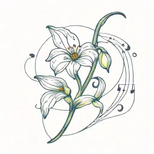A Snowdrop Flower Intertwined With A Music Staff And Notes