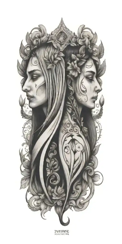 Couples Tatoo Representing Two Sides