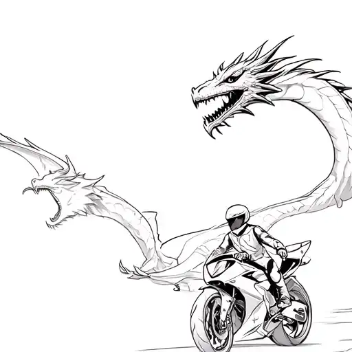 A Supersport Bike Rider With A Dragon Flying Next To It Looking Back At The Biker