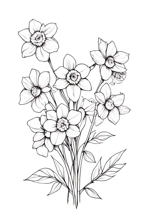 Small Roses And Narcissus Flower Bouquet