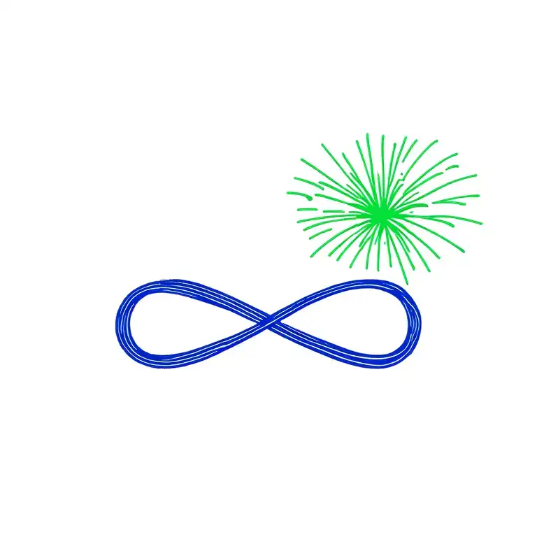 Infinity With Blue And Green Firework