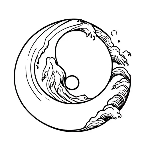 Mountain And Waves Yin Yang Symbol