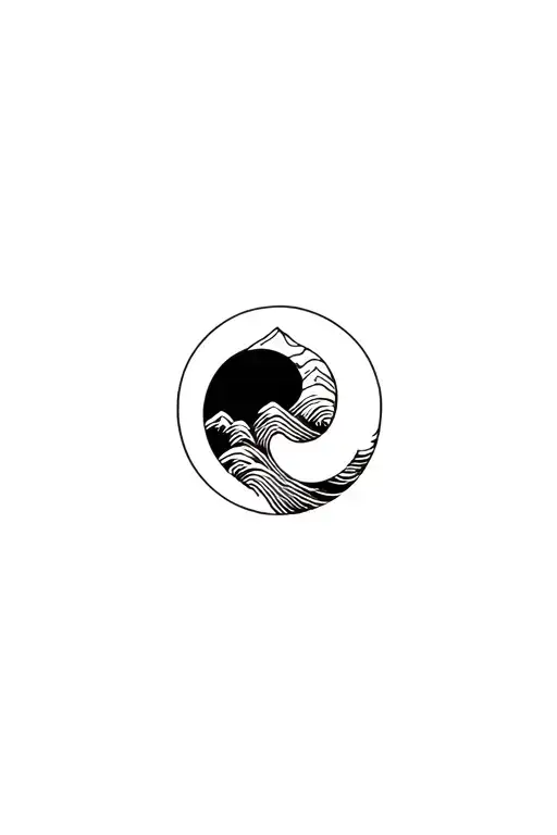 Mountain And Waves Yin Yang Symbol