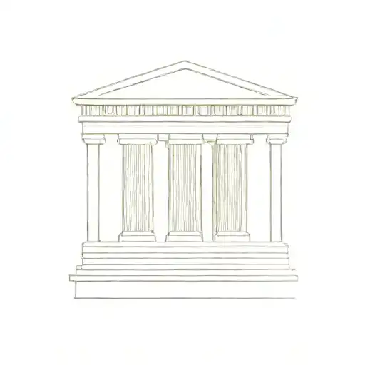 Greek Parthenon Silhouette With A Coffee Cup As The Focal Point