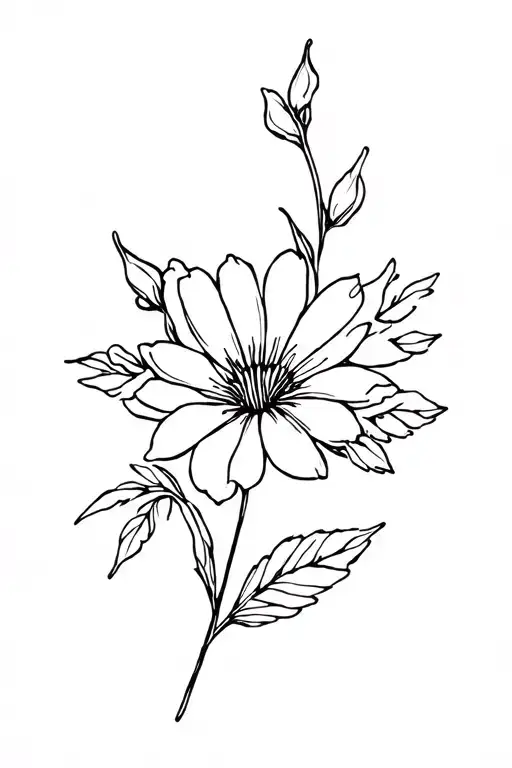 Single Simple July Birth Flower Fine Line