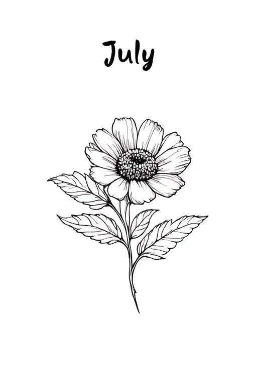 Single Simple July Birth Flower Fine Line
