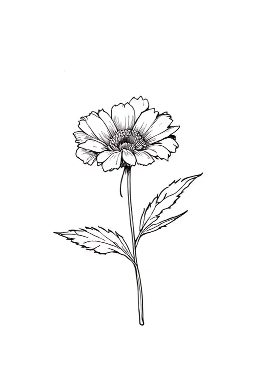 Single Simple July Birth Flower Fine Line