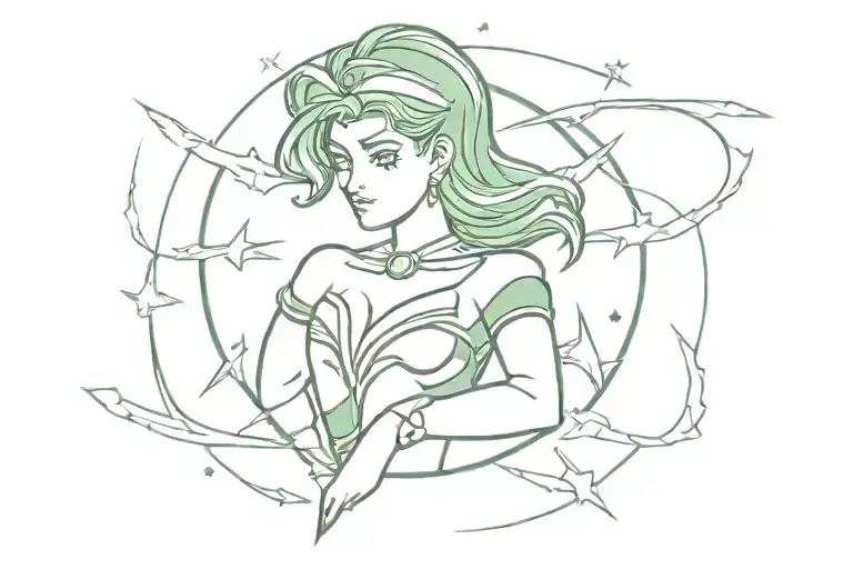 Sailor Jupiter Symbol Surrounded By Lightning Bolts