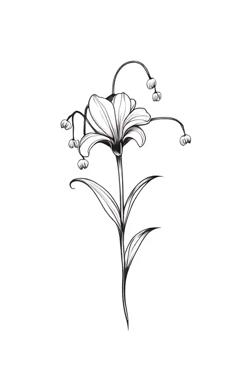 Fine Line Lily Of The Valley Flower In Black And White
