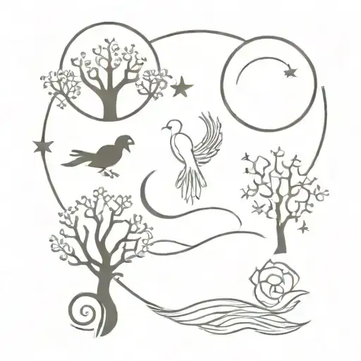 Nature Trees Ocean Sun Moon Stars Phoenix Rising