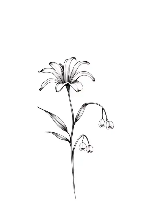 Fine Line Lily Of The Valley Flower In Black And White