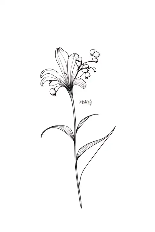 Fine Line Lily Of The Valley Flower In Black And White