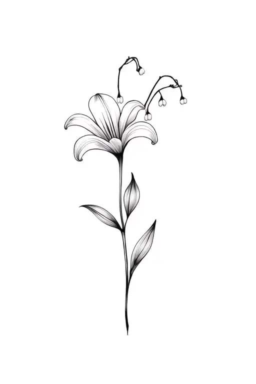 Fine Line Lily Of The Valley Flower In Black And White