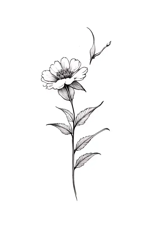 Fine Line Hawthorn Flower In Black And White