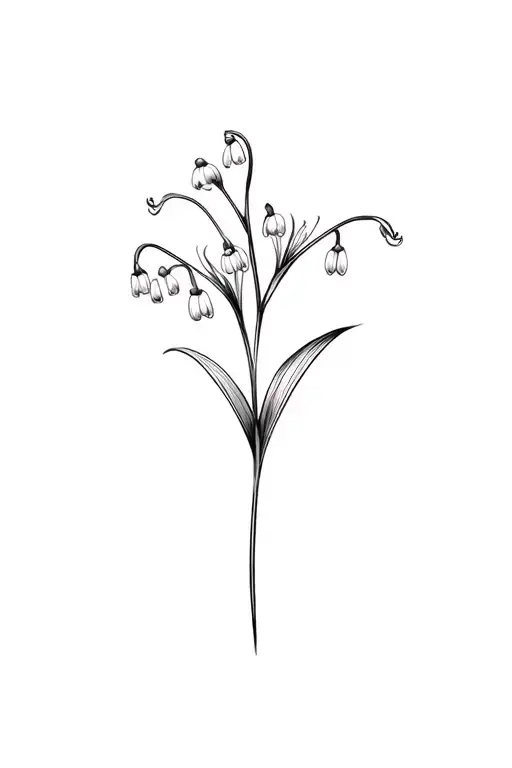 Fine Line Simply Lily Of The Valley Flower In Black And White
