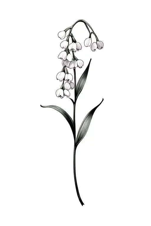 Fine Line Simply Lily Of The Valley Flower In Black And White